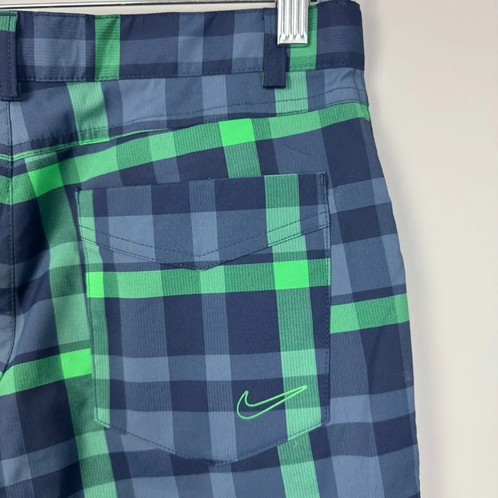 NIKE GOLF | Blue and Green Plaid Shorts Men’s Size X-Large Dri-Fit